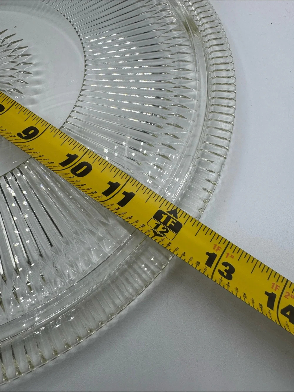 Vintage Jeanette Glass Anniversary Ribbed “Starburst” 12 1/2” Cake Plate Platter